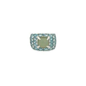 Designer Sterling Silver, Chrysoprase‎ & Blue Topaz Size 7 Statement Ring! 143